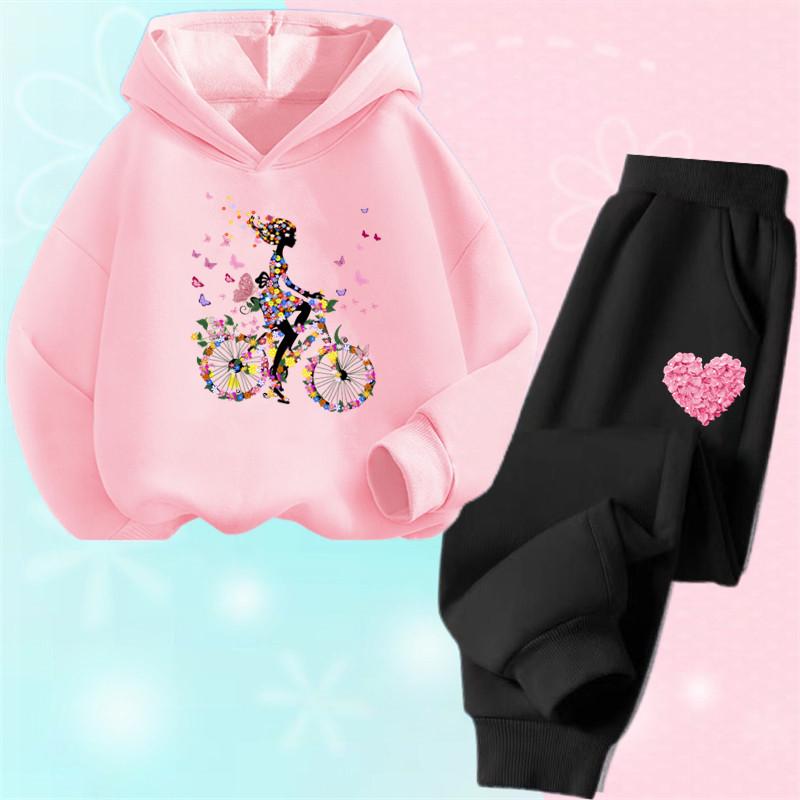 2025 Autumn Korean Girl Clothing Kawaii Kids Clothes Cute Children's Hoodies and Sweatpant 2pcs Set