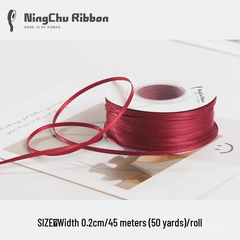 Двусторонняя атласная лента 2 мм для закладки, свадебных бантов и подарочной упаковки