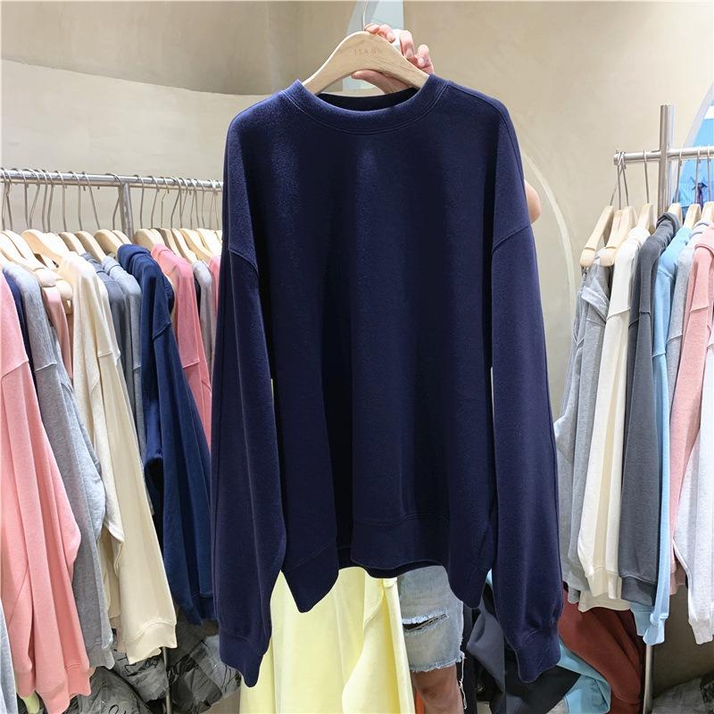 Хлопковый ленивый свитер женский тонкий свободный трендовый студенческий топ для девушки