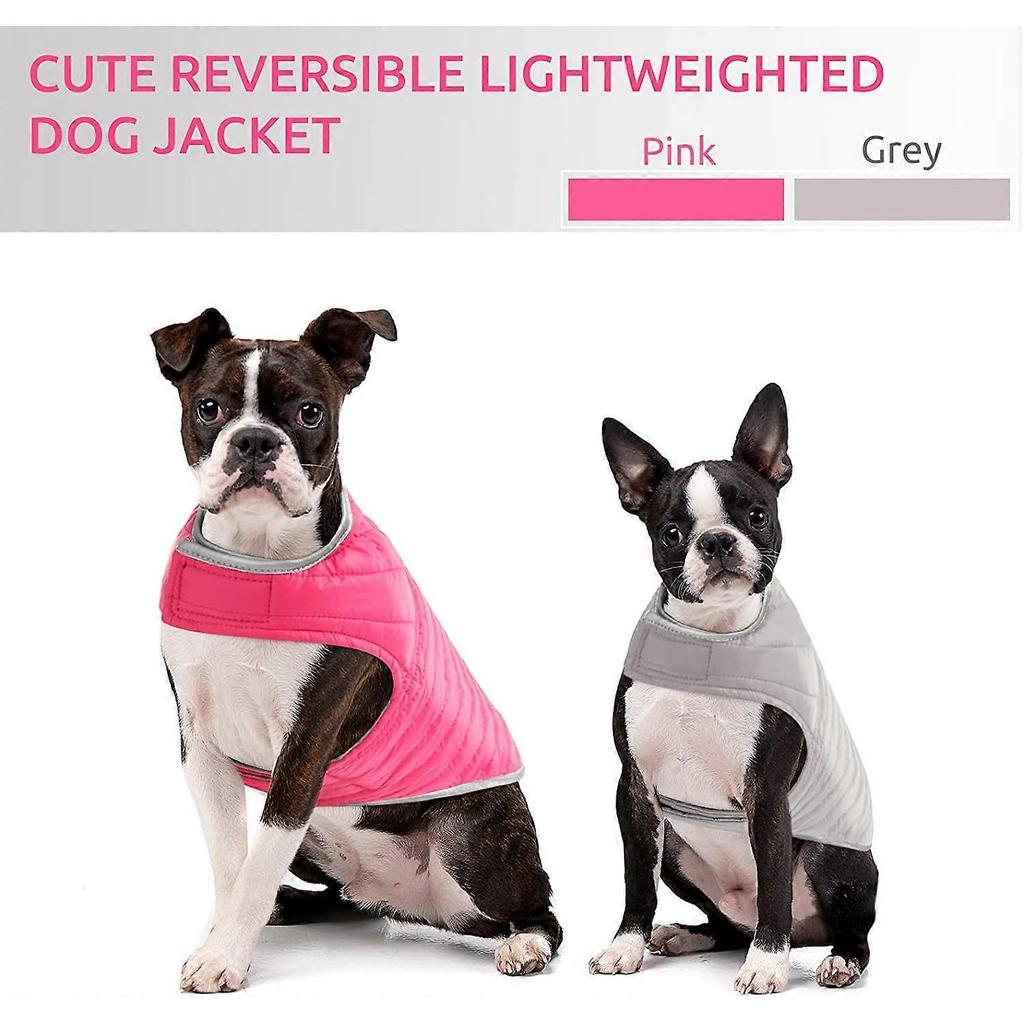 Cold Weather Dog Vest, Adjustable Lightweight Reflective Double-Sided Waterproof Winter Pet Jacket With Leash Holes