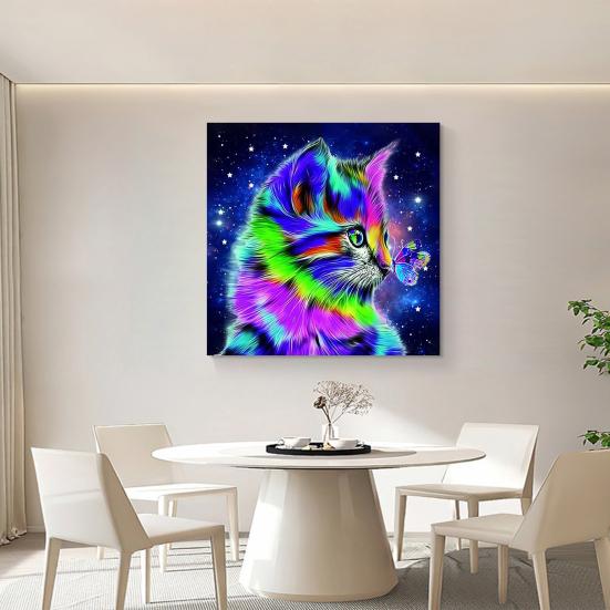 1 Set Diamond Painting Kit Cute Cat Pattern Stress Relief Confidence Boost Relaxation Activity DIY Diamond