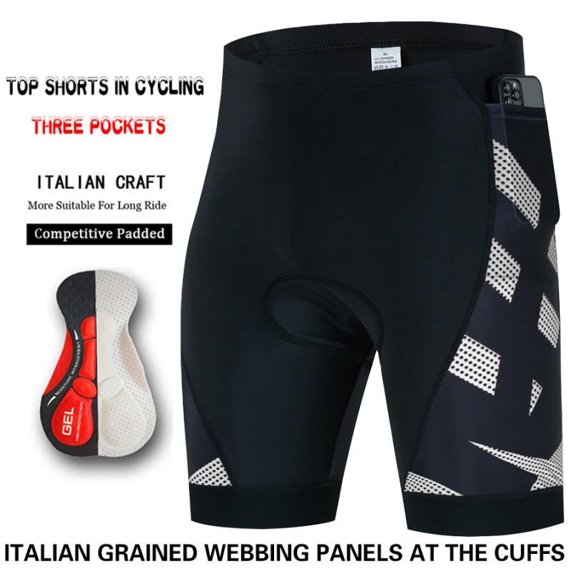Mens Cycling Shorts With 3 Pockets Quick Dry Breathable Bike Outdoor Road Mountain Biking