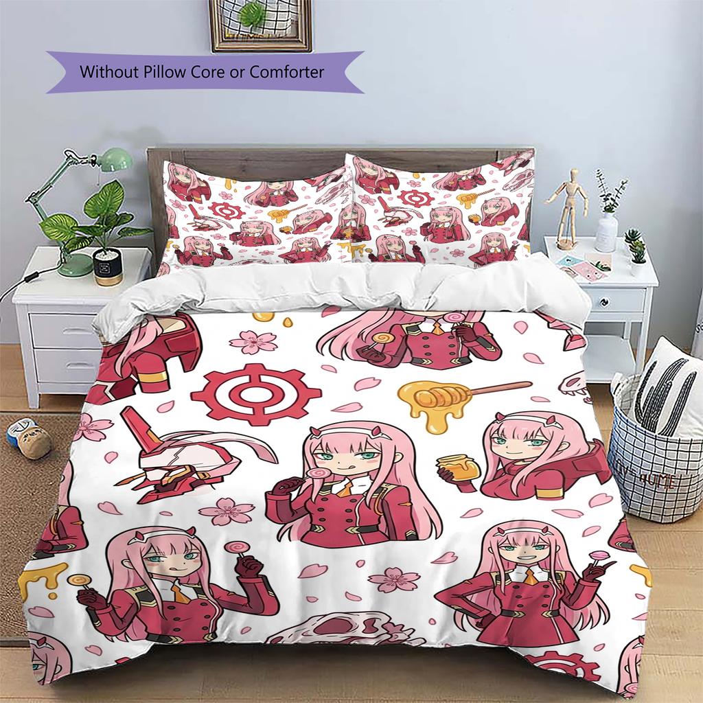 Darling in the Franxx Украшение для спальни Аниме Комплект пододеяльника и наволочка с рисунком Постельное белье для ежедневного использования Подарок для фаната -xia11