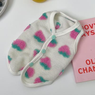 Осенне-зимний жилет с клубникой для собаки, одежда для домашних животных, утолщенный жилет для кошки, йорка, бишона, померанского шпица, шнауцера, жилет для маленькой собаки, жилет