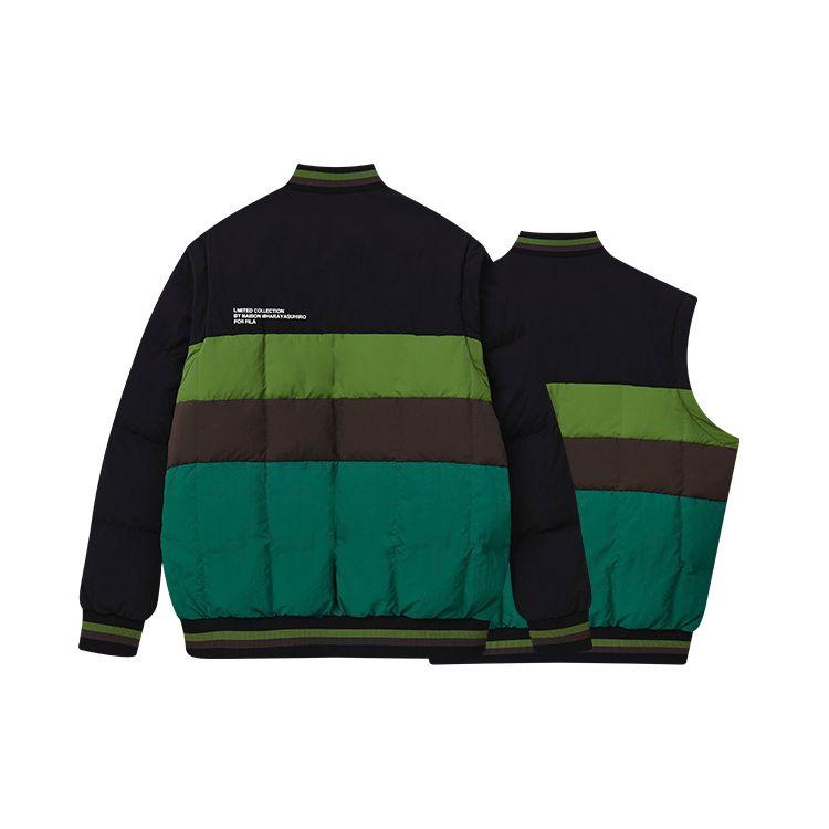 Fila Съемные рукава Дизайн Бейсбольный воротник Теплая надпись Свободная Уличная Стеганая Легкая Хлопковая Пуховая Куртка Мужская Куртка Черная F11M243901F-BK