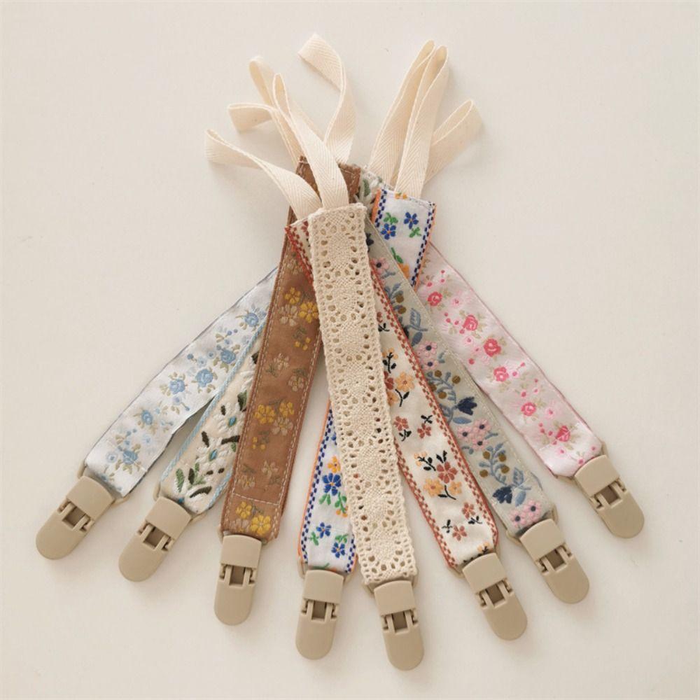 Цветочный держатель для пустышки, регулируемый держатель для соски, клипсы, цветная детская ткань, цепочка для пустышки, ребенок