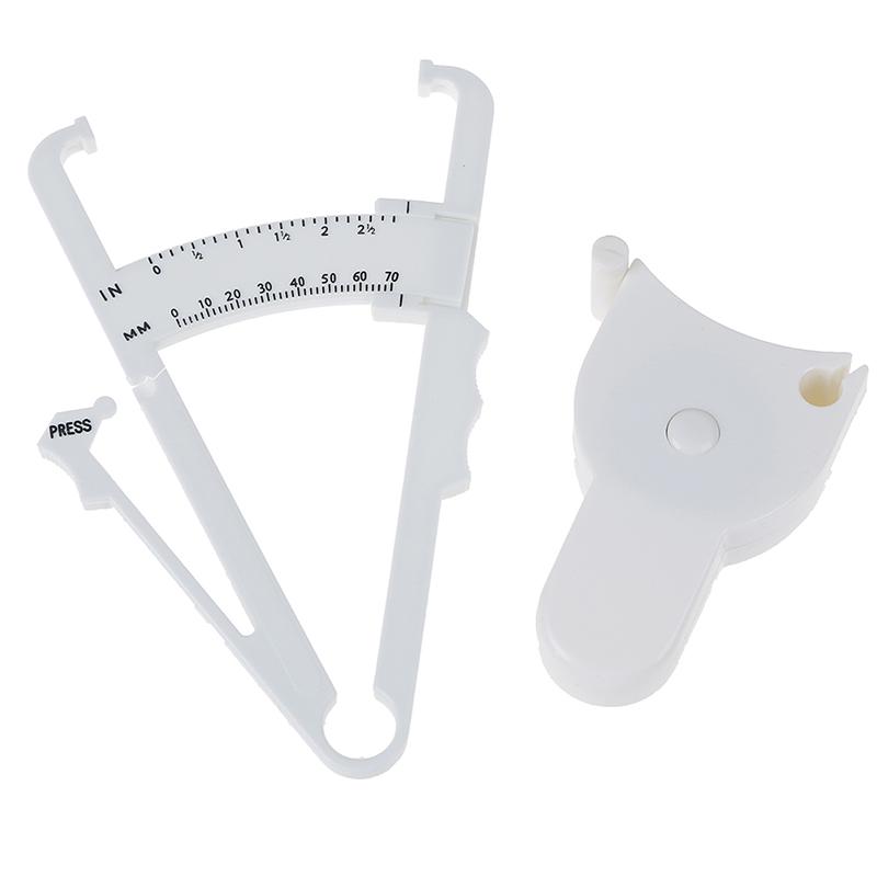 2Pcs/Set White Pvc Body Fat Caliper Measure Tape Tester Fitness For Lose Weight