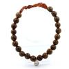 Stones and Minerals. Spessartite Garnet Bracelet from Mozambique + 8 Mm Wooden Beads. Made In France.
