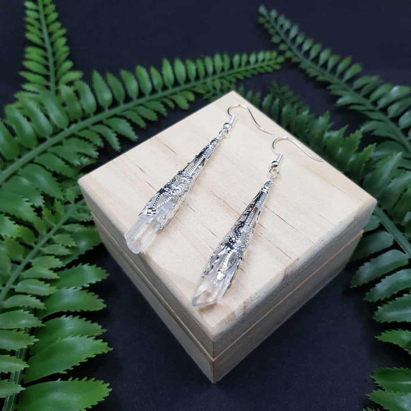 Ретро Серебристый Цвет Filigree Длинные Хрустальные Висячие Серьги для Женщин Хэллоуин Фэнтези Эльф Ведьма Фея Косплей Украшения Вечеринка Подарок