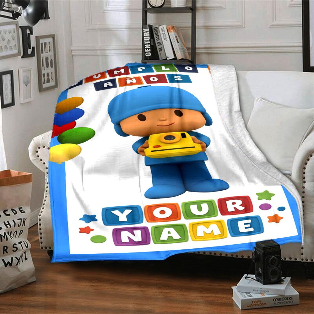 Pocoyo Personalized Name Blanket Throw Customizable Blanket Warmthful Decor Throw For Livingroom Bedding Sofa Office Chair for All Occasions