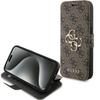 Чехол-книжка для iPhone 15 Pro Guess с металлическим логотипом, коричневый