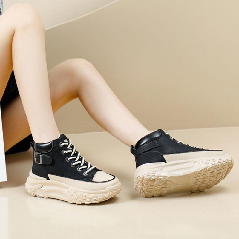 Женские высокие ботинки Весенние кроссовки на платформе со шнуровкой Нескользящие кроссовки Удобные кроссовки для бега на открытом воздухе Повседневные кроссовки Tenis De Mujer