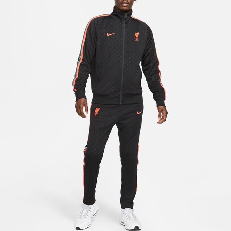 Nike Мужская куртка-бомбер Liverpool N98, вязаная, свободная, с воротником-стойкой, полосатым логотипом, черная, DB2944-010