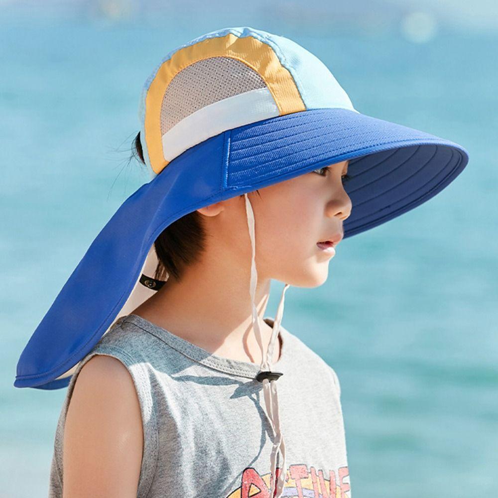Wide Brim Beach Hats With Neck Flap Strap Panama Cap Fashion Bucket Hat Outdoor