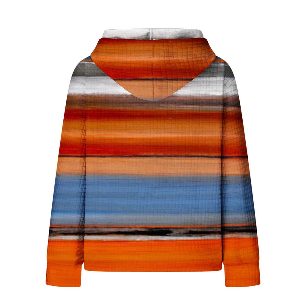 Женская мода повседневный принтованный свитер с капюшоном длинный рукав клетчатая толстовка топ