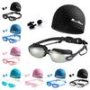 Adjustable Adult Swimming Goggles Set Anti-fog Electroplated Flat Glasses  Water Sports