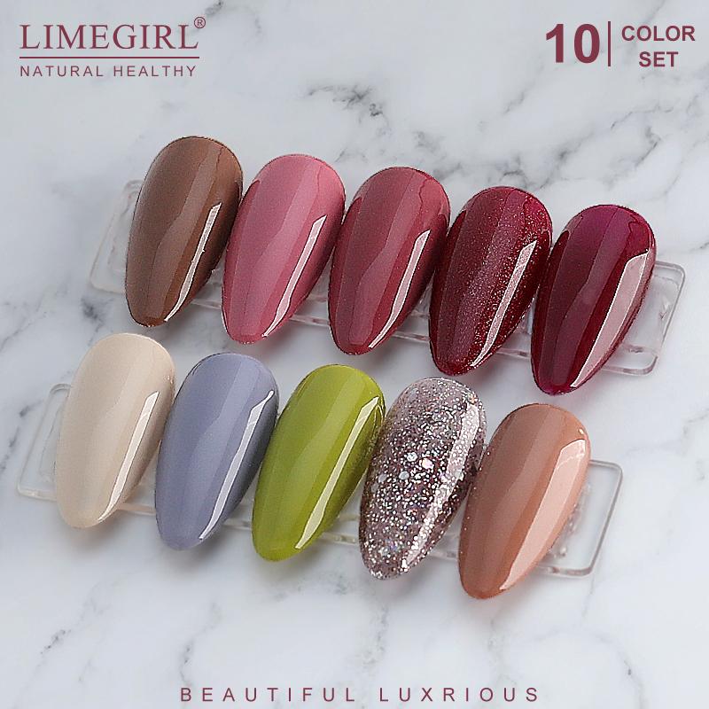 limegirl 10 шт./компл. гель-лак для ногтей популярные цвета полуперманентный замачиваемый УФ-светодиодный гель-лак для дизайна ногтей