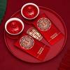 1Pcs Wedding Banquet Red Tray Festive Supplies Chinese Traditional Plate New Xi Tray