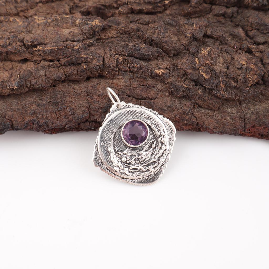 Amethyst Pendant Gemstone Jewelry, 925 Solid Sterling Silver Pendant, Gift For Women Handmade Pendant