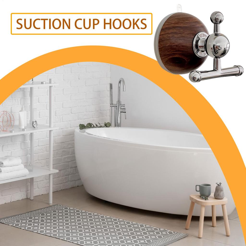 Bathroom Suction Hooks No Drilling Heavy Duty Storage Hanger Bath Robe Organizer Hook for Tile Glass Wall Door Window Mirror