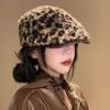 Keep Warm Leopard Print Berets Adjustable Women Newsboy Caps Fashion Lamb Wool Berets Hat  Girl