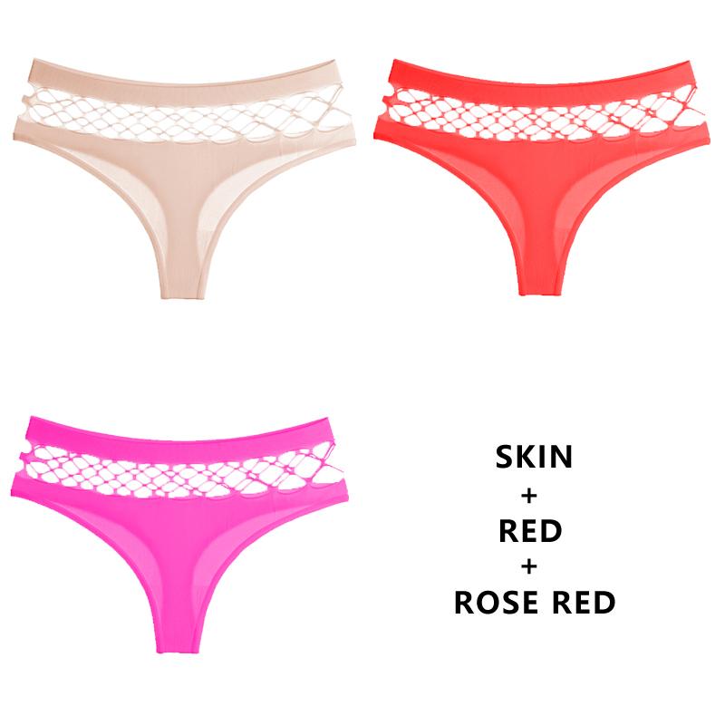 TERMEZY 3Pcs/Set Hollow Out G-String Seamless Sexy Panties Women Elasticity Underwear Temptation Middle-waist Panty