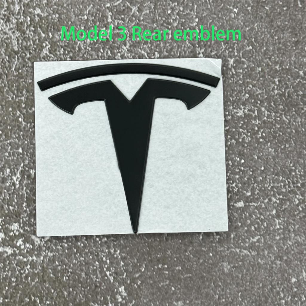EPYFH1 Front Bumper or Rear Trunk Logo for Tesla Replacement Kit Model 3/Y - Metal Blackened Logo Emblem Car Exterior Decoration Parts