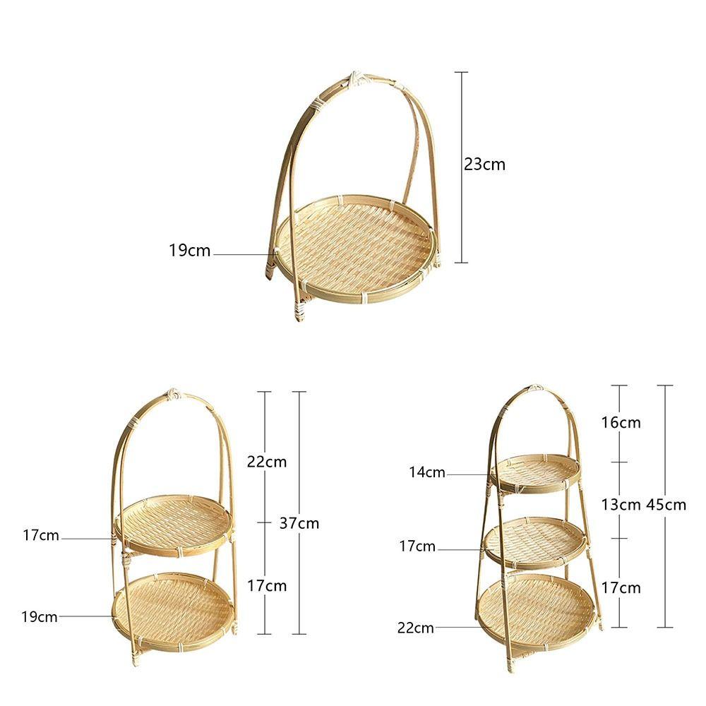 1/2/3 Tier Bamboo Weaving Baskets Weave Storage Baskets Basket Tray Snack Display Stand Home