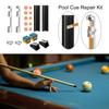 18Pcs Pool Cue Repair Set Pool Cue Tips Replacement Kits Include 2 Steel Cue Tip Clamp 2 Cue Tip Shaper 10 Pool Cue Tips