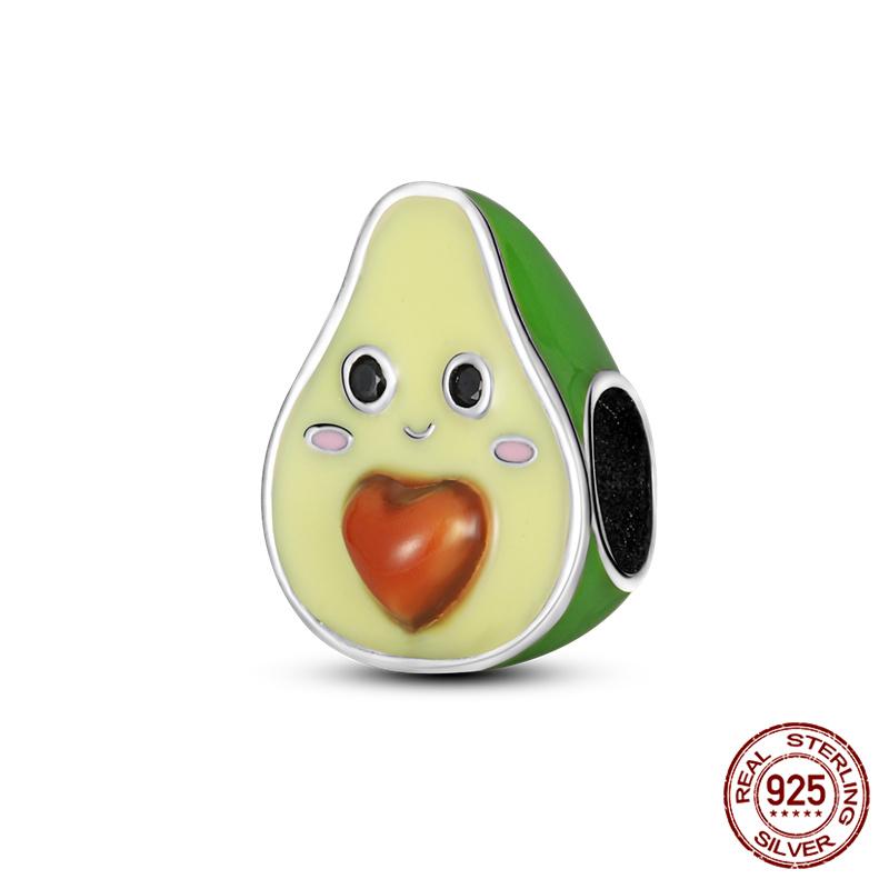 Original Charm Copper Fruit Series Avocado & Cherry Charms Beads Fits 3Mm Original Bracelet Necklace Womens Diy Jewelry Gift