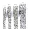Gold Silver Rhinestone Trim Iron/Glue On Rhinestone Chain Ribbon Bling Bling Decorative Strap  DIY