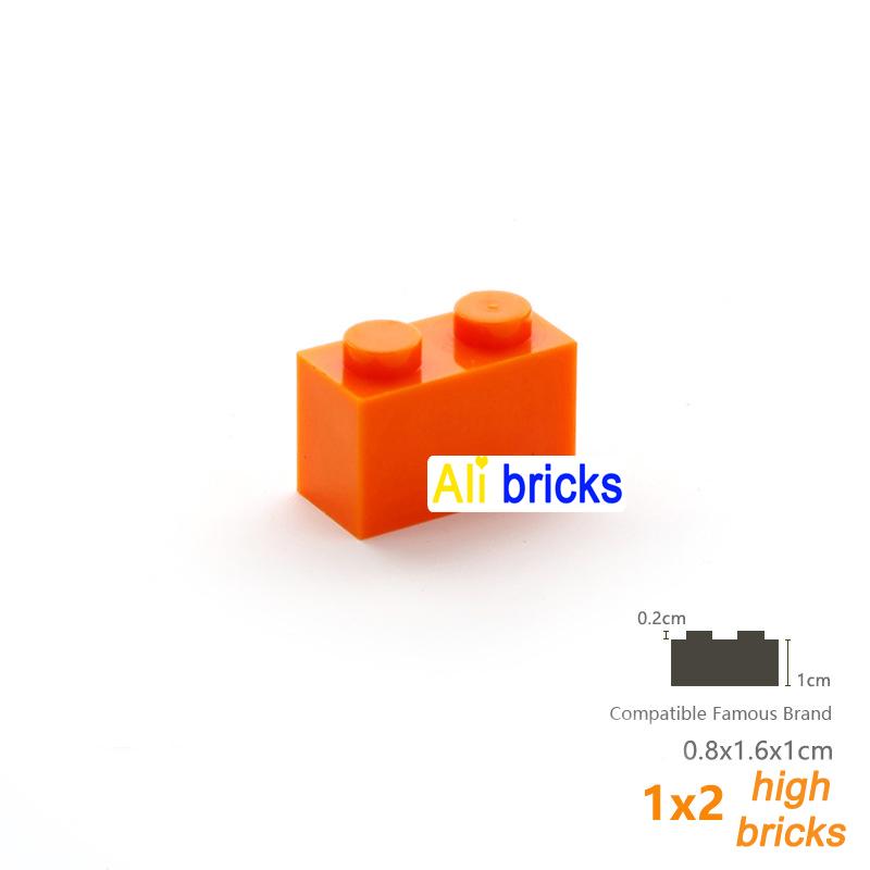 60pcs/lot Bulk Blocks Building Bricks Thick 1X2 Educational Assemblage Construction Toys for Children Size Compatible With Brand