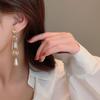 Silver Needle Geometric Rhinestone Pearl Earrings - Elegant French Retro Style