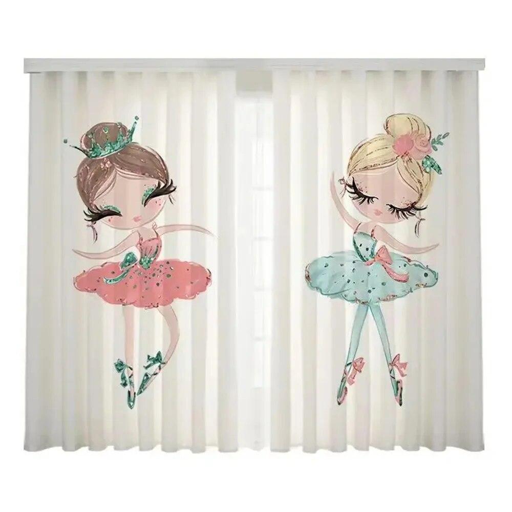 Розовый мультфильм танцующая принцесса Лебедь балетные оконные шторы для гостиной детская спальня ванная комната кухонная дверь домашний декор