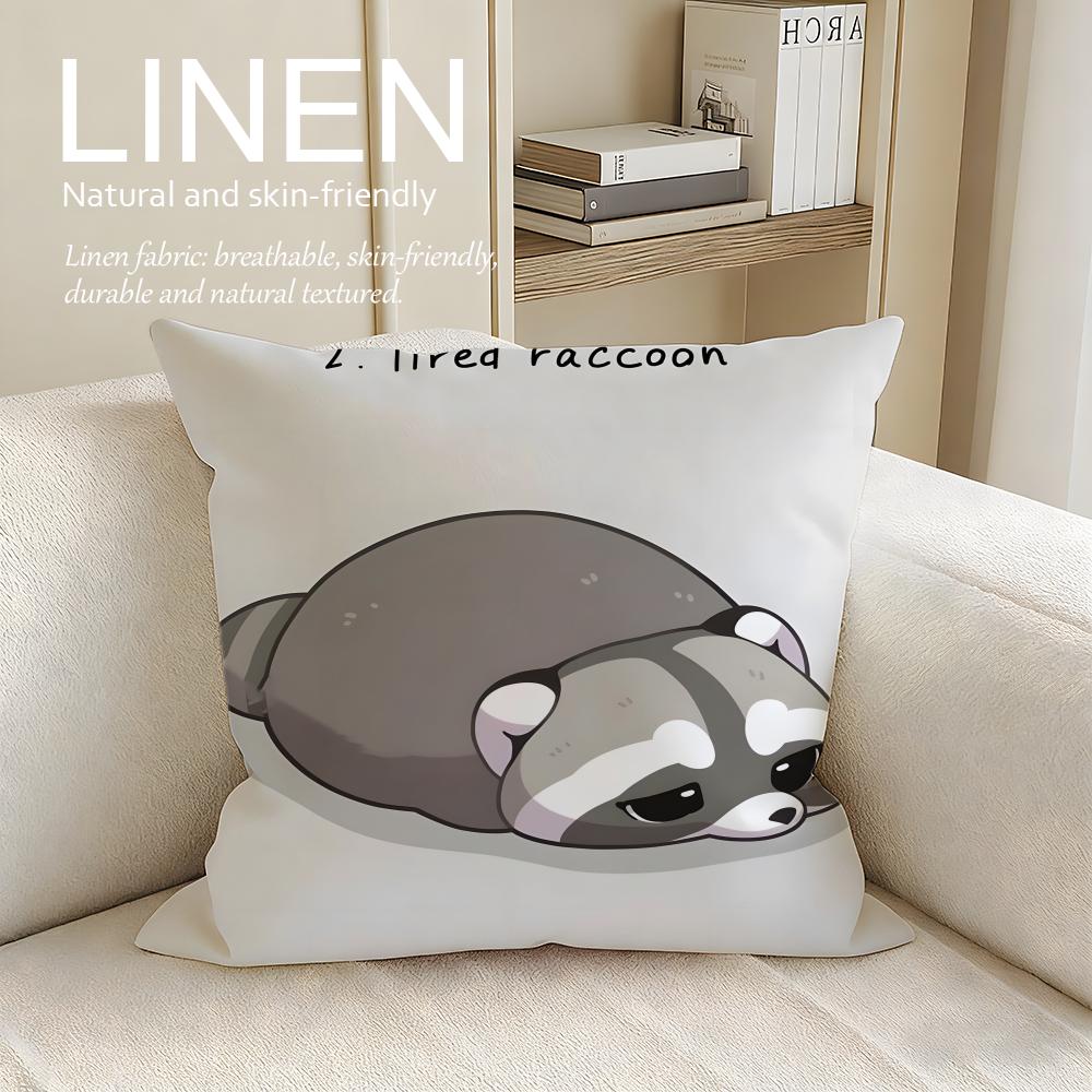 Cute Little Raccoon Cushion Cover Pillowcase Set Pcs x x Breathable Washable Sofa Cushion Cover