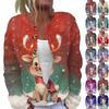 Women's Fashion Christmas Printed Long Sleeve Knitted Cardigan Button Down Jacket