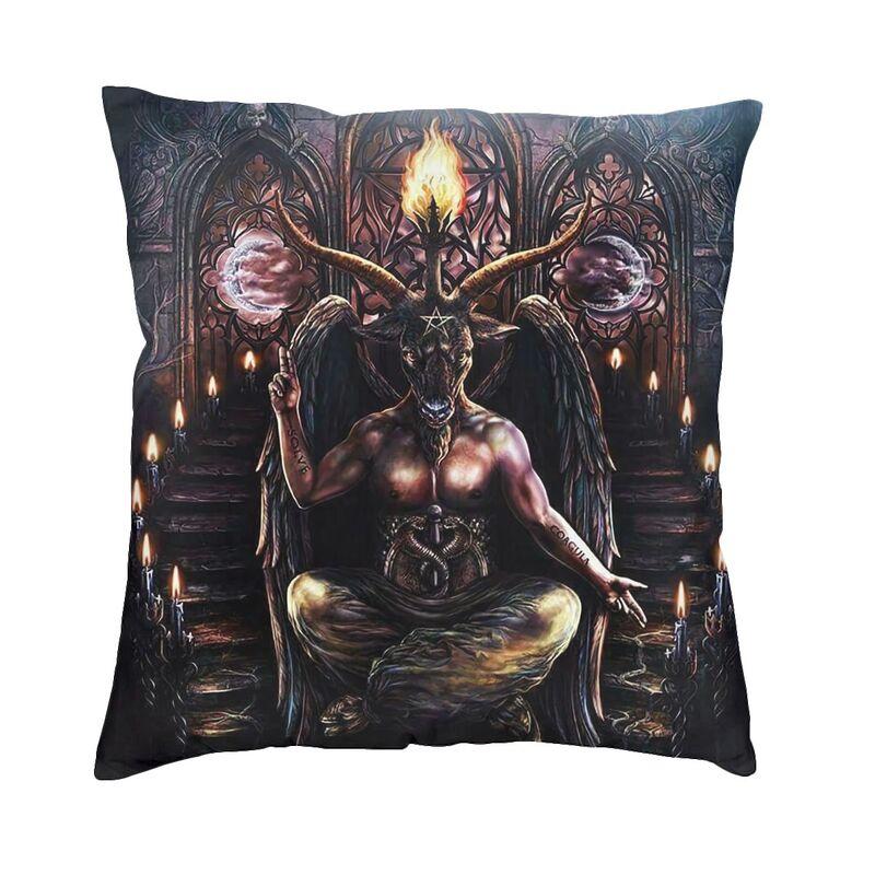 Роскошный чехол для подушки с изображением дьявола, сатаны, головы козла, 45x45 см, пентаграмма Бафомета, оккультная магия, наволочка, чехол для дивана, украшение наволочки