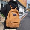 Corduroy Schoolbag Unisex Senior High School Student Solid Color Backpack Travel Backpack