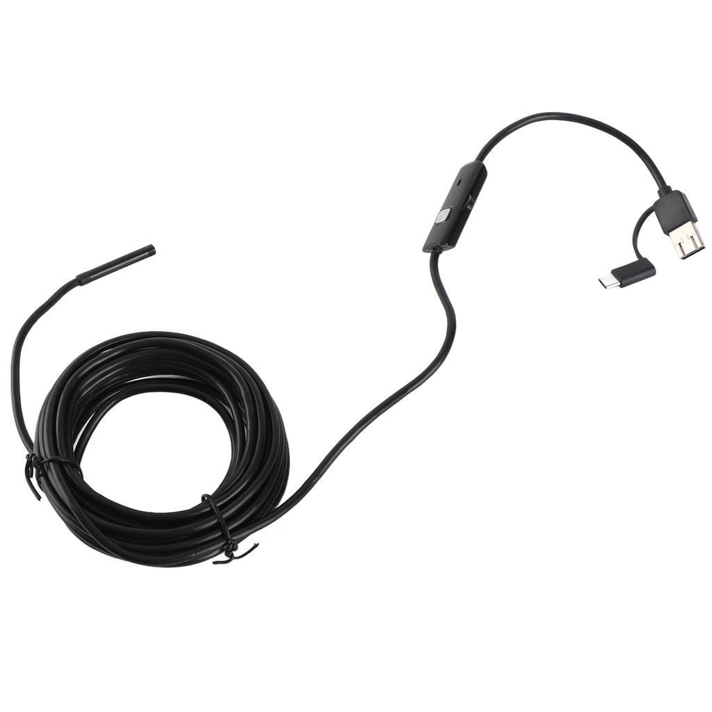 Камера-эндоскоп для мобильного телефона, ПК, USB Type C 3 в 1 для Android со светодиодной подсветкой для автомобиля, 5 метров жесткий провод, 5,5 мм