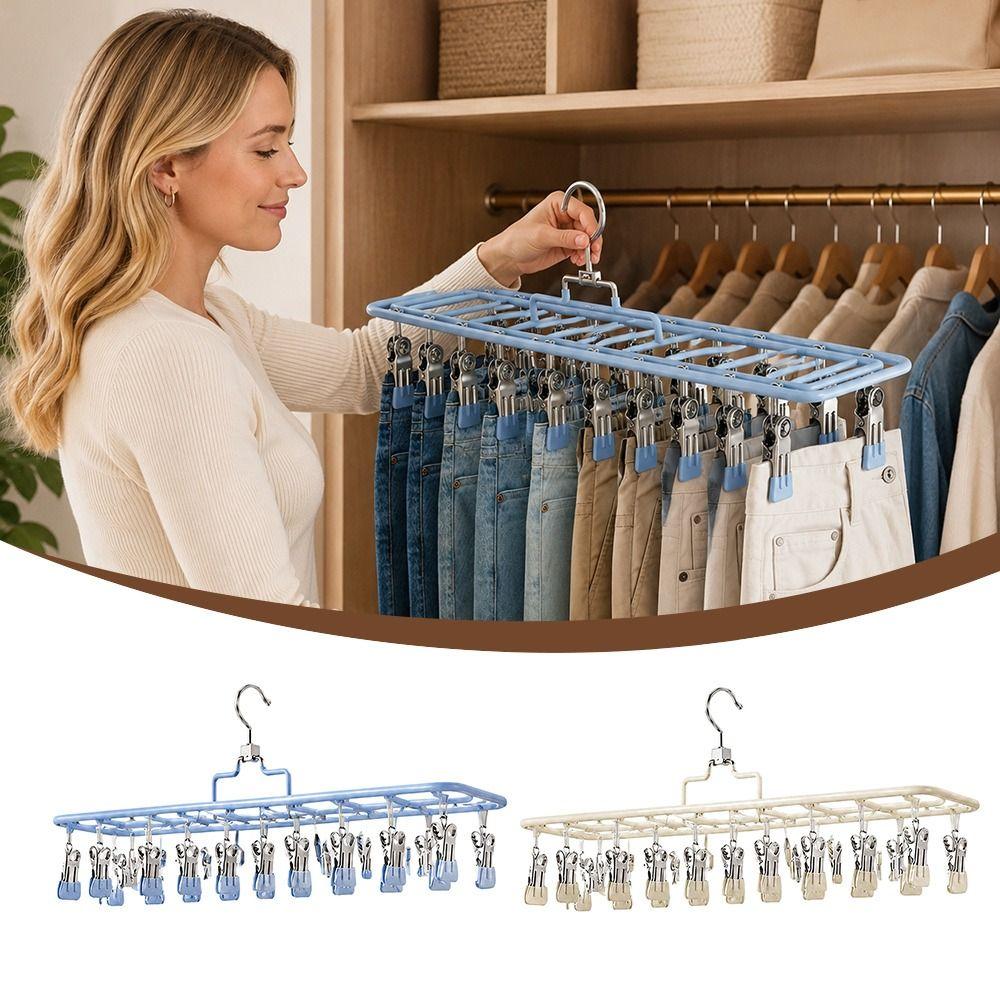 Multi Clip Clothes Drying Rack Windproof Pants Hanger Gifts Laundry Drying Hanger Home Organizer