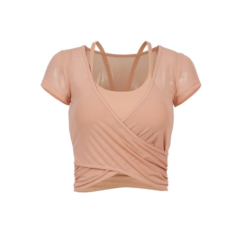 Женский летний сетчатый топ для йоги 2024 года с коротким рукавом, одежда для фитнеса и бега