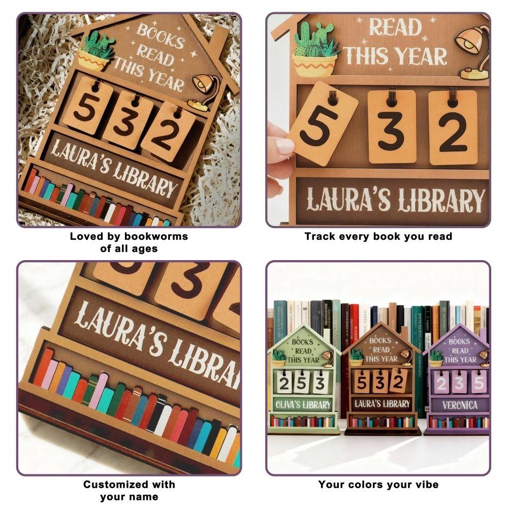 Wooden Reading Challenge Tracker Read This Year Handmade Reading Tracker Hanging Signage House Design Eco-Friendly