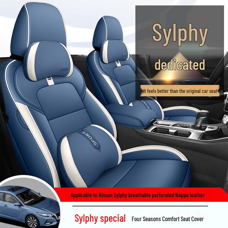 Sylphy 5-Seater Leather Seat Cover: All-Season Full Surround Cushion