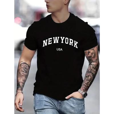 Футболка с принтом Letter NEW YORK USA, футболка с рисунком, мужская летняя одежда, мужская одежда