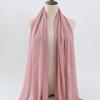 Women's Solid Color Pearl Chiffon Bubble Scarf, Long Silk Headscarf, 70x180cm, Middle Eastern Style