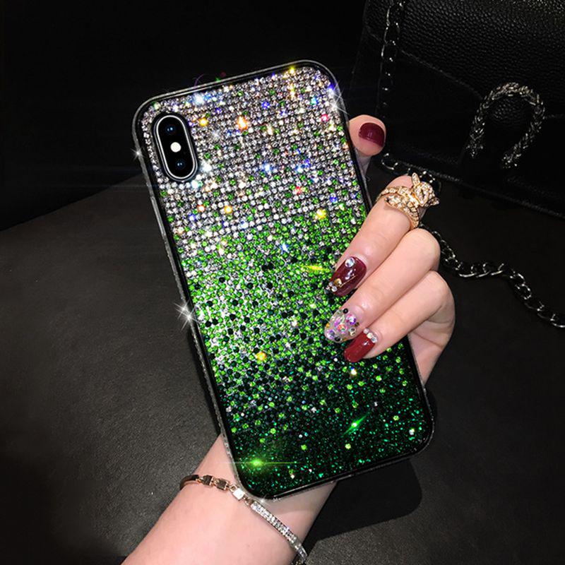 Градиентный красочный блестящий чехол для телефона со стразами для iphone 15 14 13 12 Pro XS MAX XR X, мягкие чехлы из ТПУ с бриллиантами, сексуальная девушка, красивый чехол