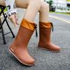 Women's Mid-tube Rain Boots Rubber Boots Warm Overshoes Waterproof Outdoor Non-slip Wear-resistant Fashion All-match Rain Boots