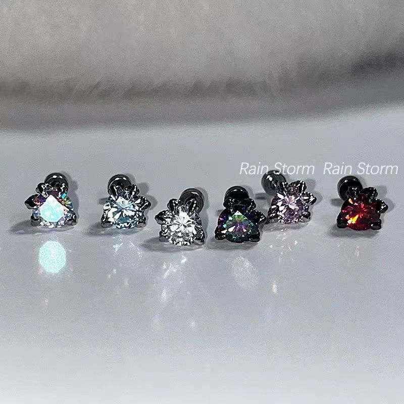 Explosive dragon claw zircon earbone nails titanium steel flat bottom color cochlear nails niche unique earrings female