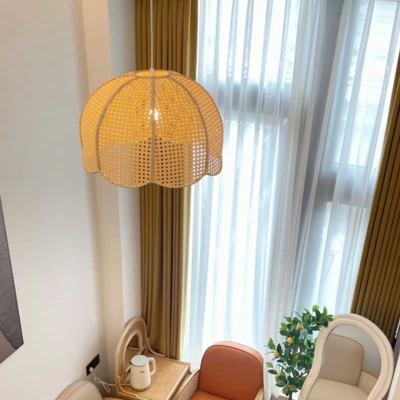 Ротанговая люстра в юго-восточном азиатском стиле, лампы для японской гостиной и спальни, ретро-плетеный ротанговый светильник в стиле ваби-саби для чайной комнаты