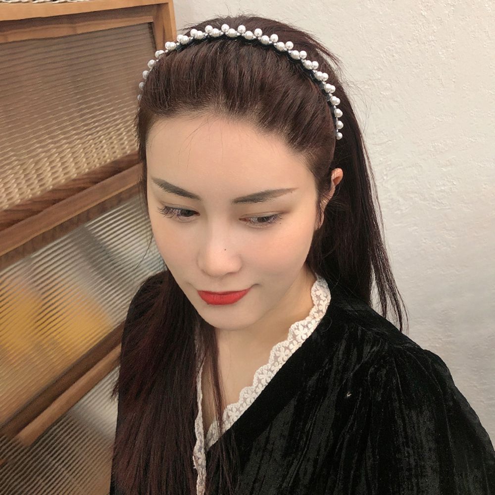 Girl Geometric Shape Pearl Headband Korean Style Headwear Flower Hair Hoop Female Hairbands